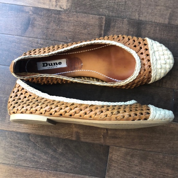 Dune London Tan Madalyn Weaved Leather Ballerina Flats - Picture 1 of 11